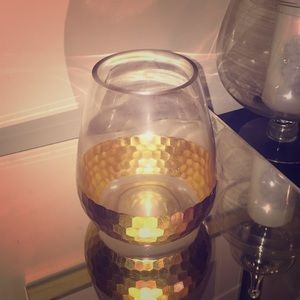 Clear and gold vase